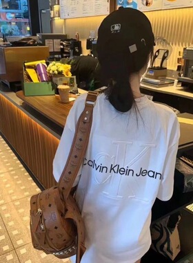 夏季ck短袖t恤男装半袖纯棉经典ckt上衣大码修身透气微弹打底衫潮