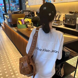 夏季ck短袖t恤男装半袖纯棉经典ckt上衣大码修身透气微弹打底衫潮