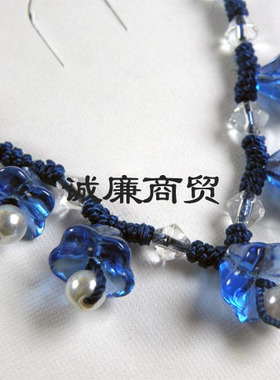 玉石缘 水晶蓝色五朵小花项链 jyg93600104
