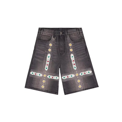 2026 New Leather Patchwork Studded Rhinestone Shorts