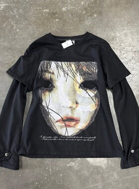 Loose T-shirt with multi-layer patterns