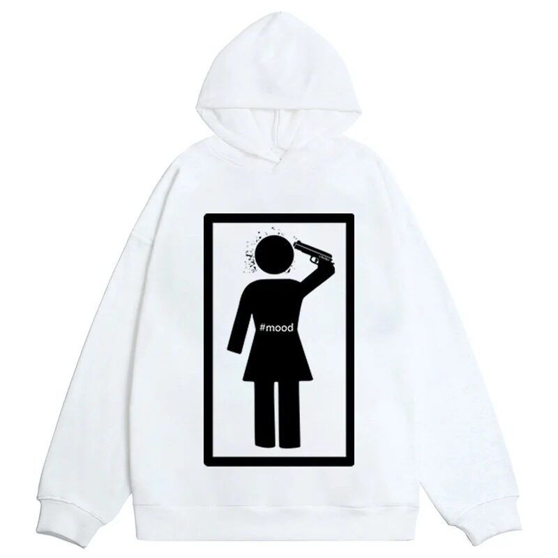 Retro hooded sweatshirt all-match pattern print top