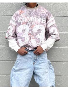 Oversized T-shirt with camouflage leaf print男款