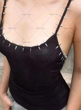 New 2025 plain rivet slim solid color camisole