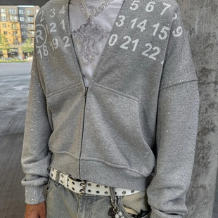 Oversized zipper 2025 new letter print sweatshirt