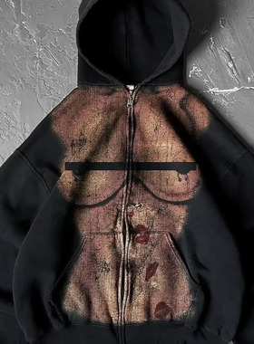 Men's Y2K Gothic design retro sports casual cardigan jacket