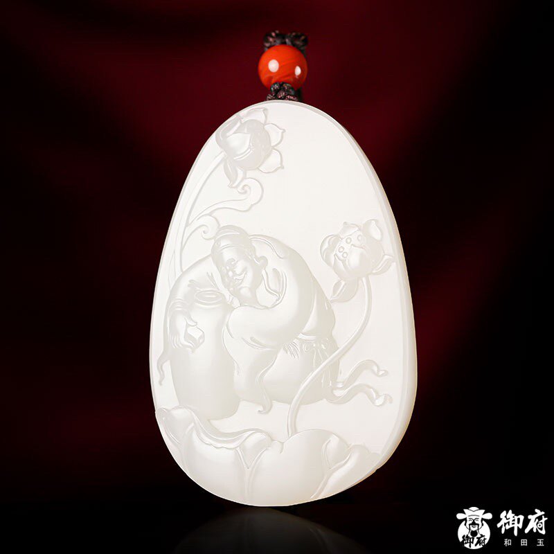 陆子冈杯&rdquo;优秀奖重91克 新疆和田玉黄皮青白玉籽玉玉牌 太白醉酒