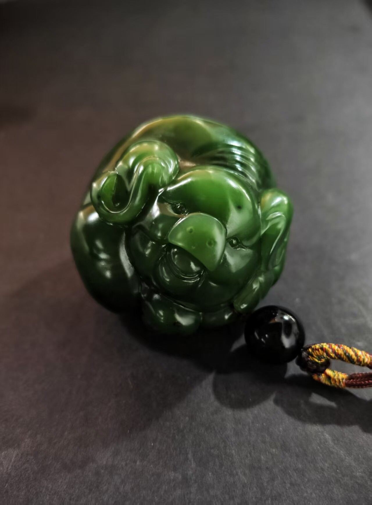 天然新疆和田玉碧玉把件挂件挂坠吊坠玉雕发财猪193克