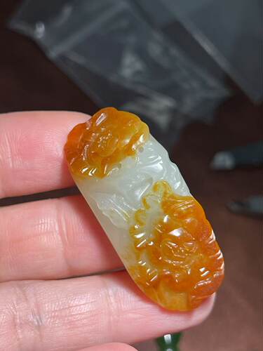 新疆和田玉白玉籽料花开富贵手牌14.1克尺寸45*18*12mm