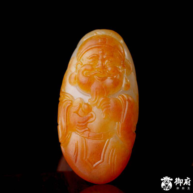 天然新疆和田玉枣红皮独籽挂件挂坠吊坠元宝纳福 16.3克