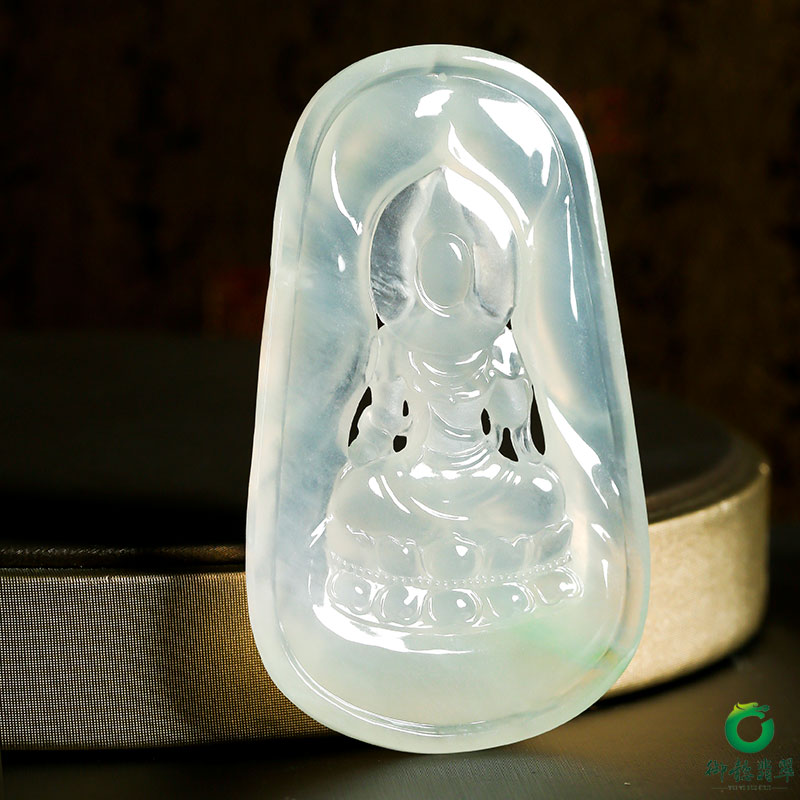 缅甸翡翠A货冰种挂件观音39.8克