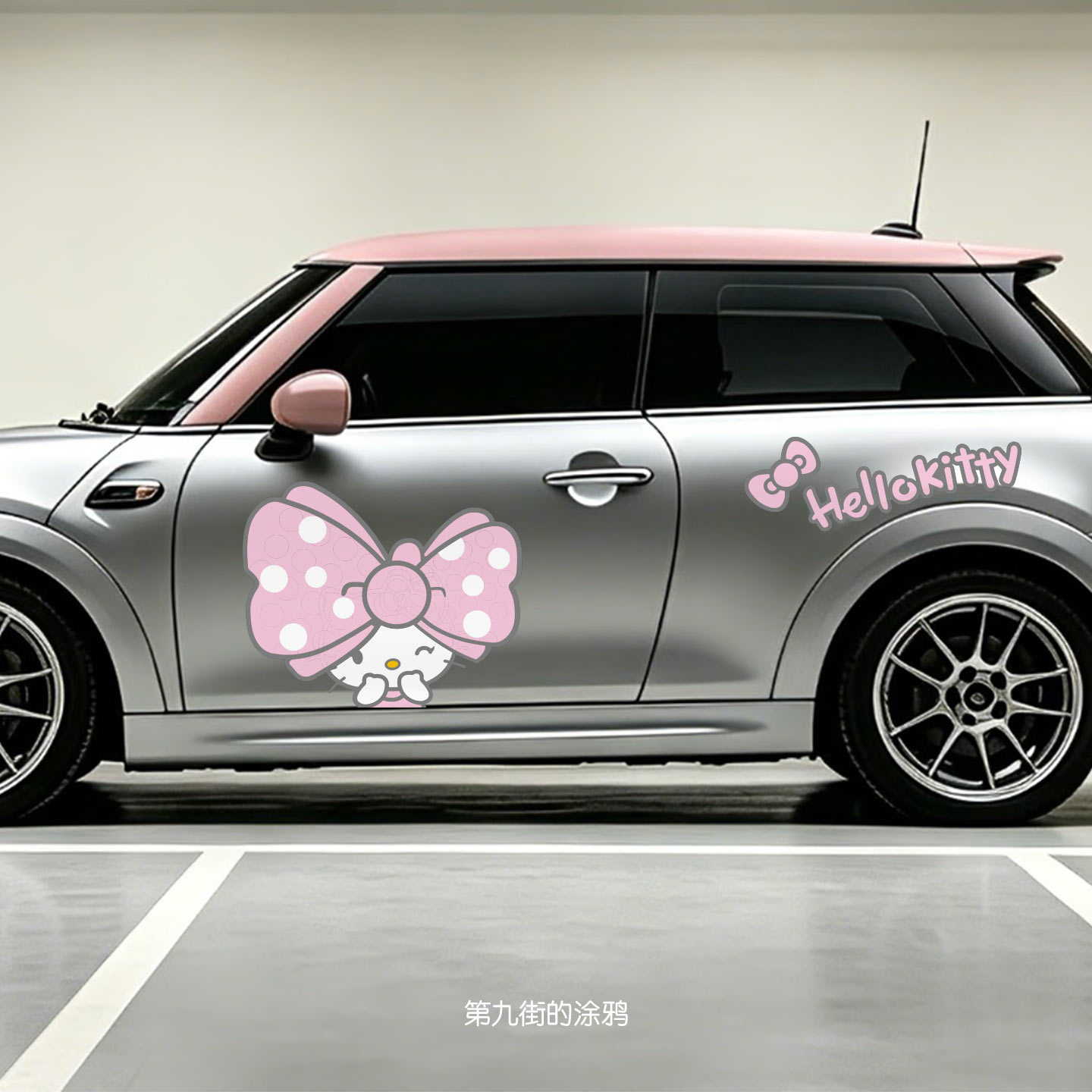超大波点蝴蝶结hellokitty特斯拉minicooper车门装饰可爱卡通车贴