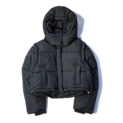 日系复古流行短款厚实蓬松面包夹棉棉服外套长袖女款可拆卸多way