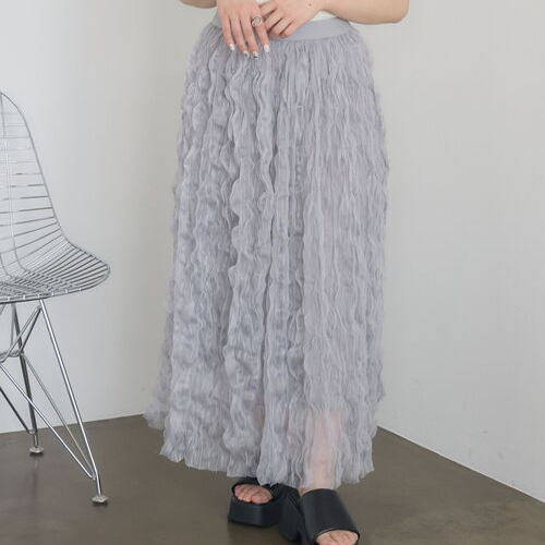 日系复古多片拼接波浪起皱纱裙三层长裙松紧腰有内衬垂感少女感