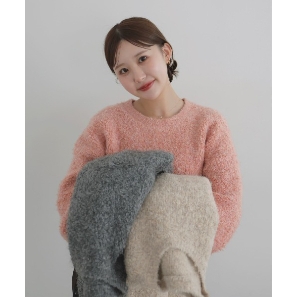 1ian日系小众设计感7%羊毛特别合作款厚实宽松圆领花色长袖毛衣