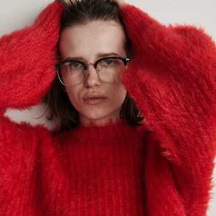 日系复古闪闪亮长毛起毛厚手蓬松弹力宽松长袖套头毛衣针织衫女款