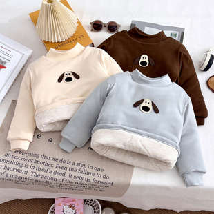 儿童三层夹棉加厚棉袄冬季保暖上衣中领男女童一件过冬打底衫