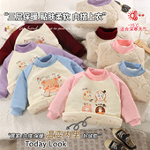 儿童加厚温变打底上衣半高领打底衫 保暖女宝宝可爱卡通秋冬装