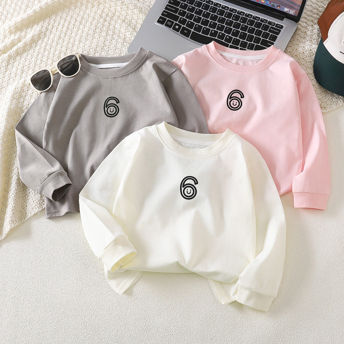 儿童纯棉打底衫长袖秋季新款男童上衣女童打底衣宝宝T恤童装批发