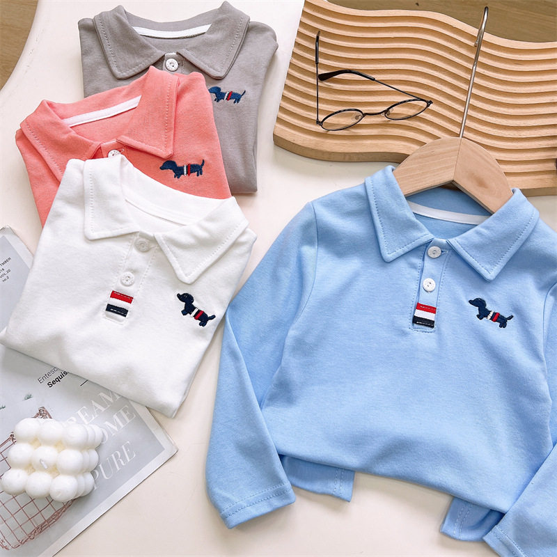 儿童长袖t恤纯棉秋季新款男童POLO衫宝宝打底衣女童上衣童装批发