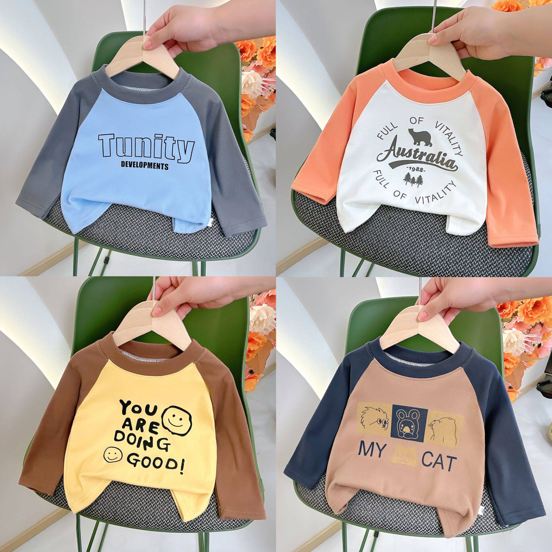 新款儿童t恤秋冬打底衫男童长袖中小童装韩版宽松女童套头衫秋衣