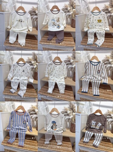 kiskiss26秋冬新款男儿童家居服套装纯棉莫卡秋衣秋裤柔软亲肤A类