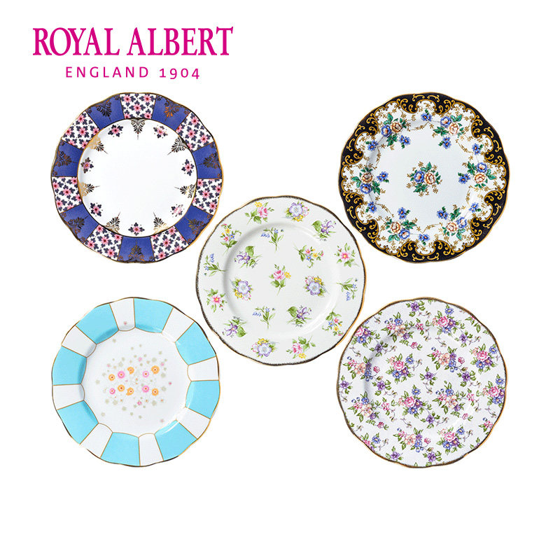 Royal Albert皇家阿尔伯特百年系列骨瓷餐盘盘子点心盘五件套进口