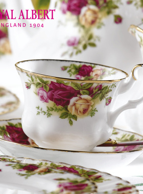 Royal Albert皇家阿尔伯特老镇玫瑰 骨瓷咖啡杯茶杯碟 欧式小奢华