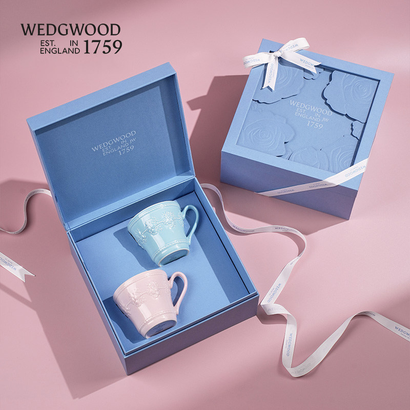 【结婚礼物】WEDGWOOD威基伍德欢愉假日玫瑰花情侣马克杯骨瓷杯子
