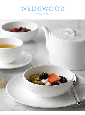 WEDGWOOD GIO几何马克杯纯白色骨瓷杯简约风蜂巢水杯咖啡杯