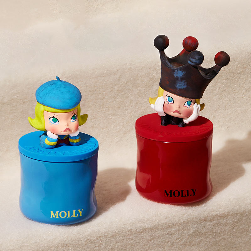 泡泡玛特MOLLY周年雕塑经典回归2盲盒香薰摆件香氛蜡烛茉莉周边正