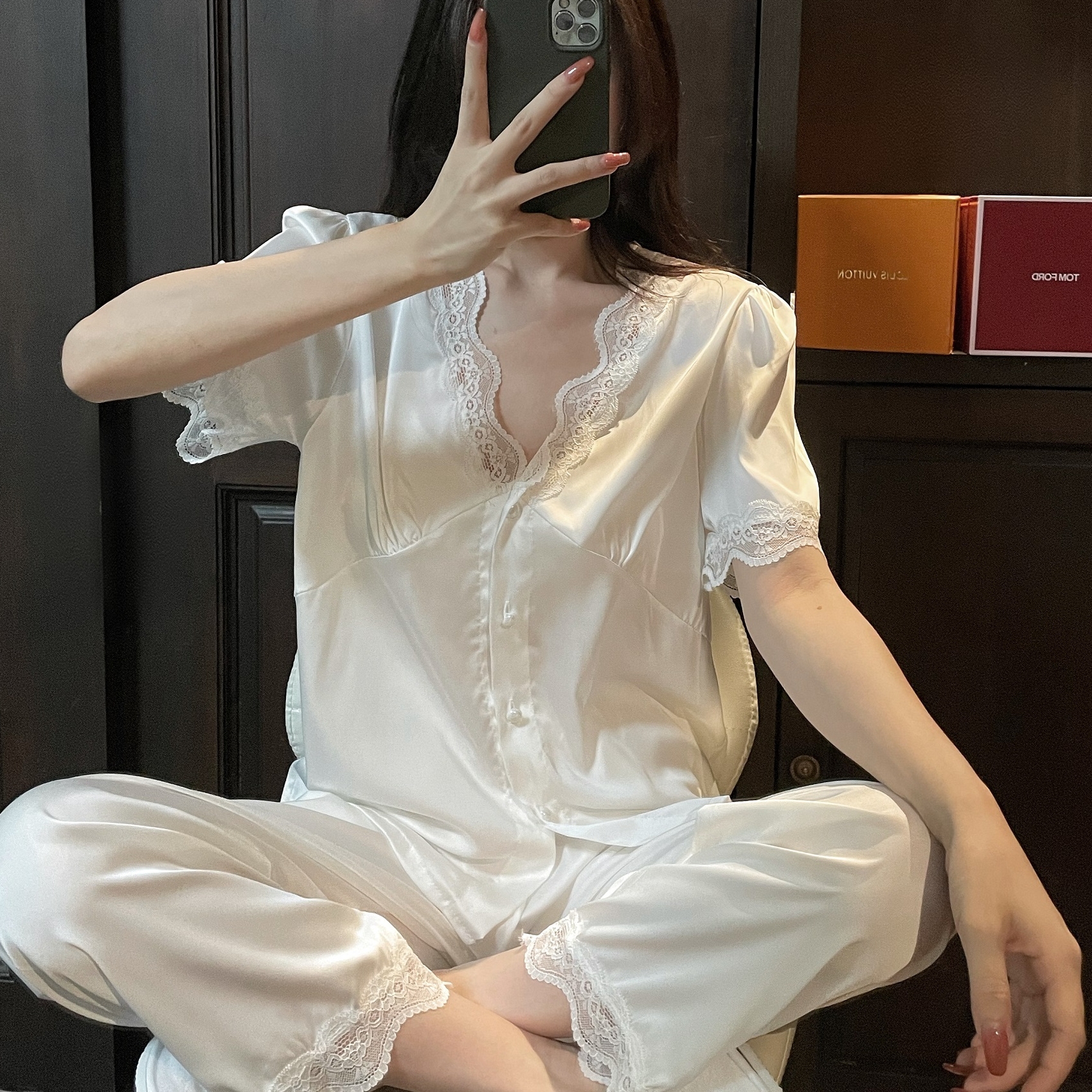 女夏季小香风绸缎甜美纯网红睡衣