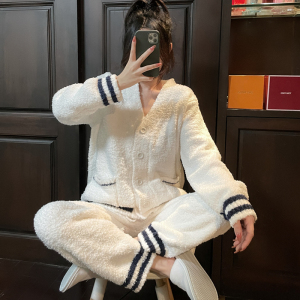 女女日系加厚宽松保暖情侣睡衣