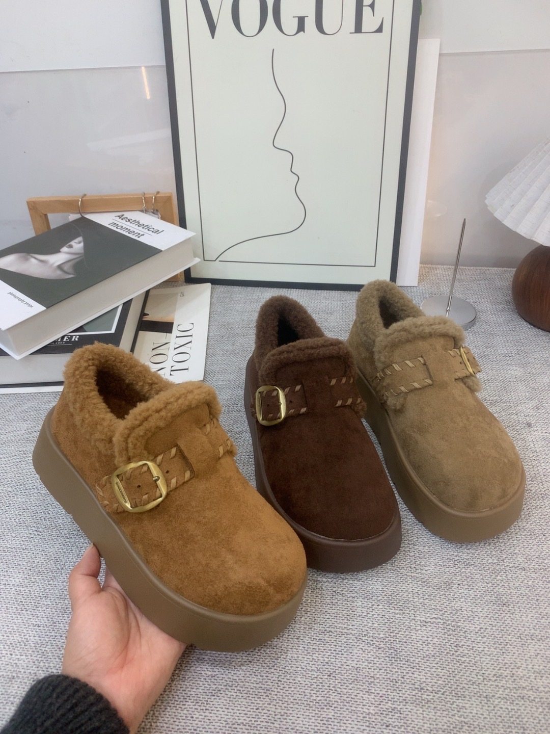 厚底增高全包加绒勃肯鞋女2025秋冬一脚蹬毛毛棉鞋保暖加厚雪地靴,女鞋,包头拖,淘宝优惠券,粉丝福利购,淘宝优惠卷