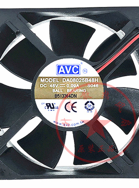 全新正品AVC DA08025B48H 48V 0.09A 8CM 8025 CPU变频器散热风扇