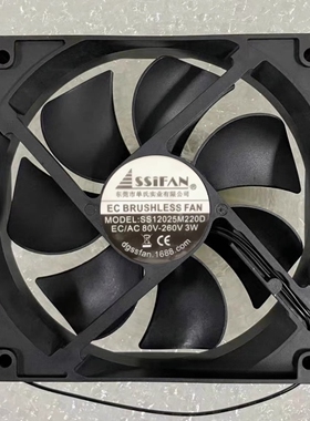 全新SS12025M220D EC/AC80V-260V 3W 12cm机柜冰柜冷柜散热风扇