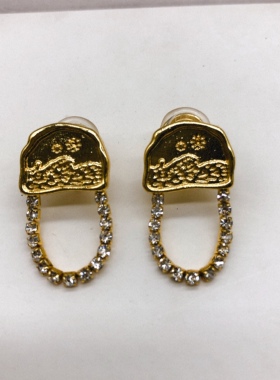 欧美饰品水晶钻渡真金全铜质感经典街拍小众耳夹耳饰H54116