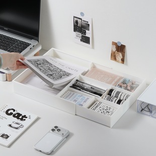 文具收纳盒分格可伸缩抽屉收纳盒厨房分隔餐具盒家用化妆品整理盒