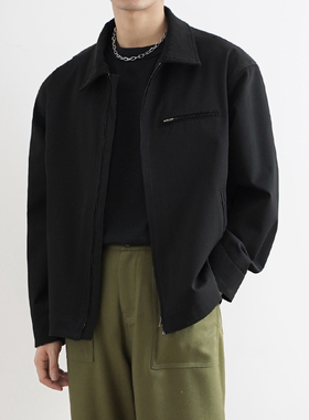 SHIJOIN原创 黑色底特律夹克J97cleanfit不易掉色翻领外套200134