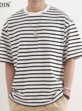 SHIJOIN原创FUNDAJOIN 黑白条纹T恤短袖经典宽松休闲200178夏半袖