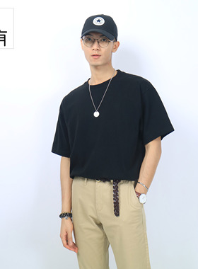 SHIJOIN【FUNDAJOIN】 圆领短袖男t恤230克纯棉落肩宽松TEE200103