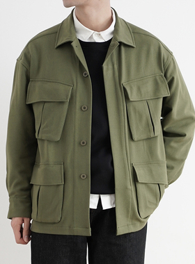SHIJOIN原创POCKETIME军绿色工装野战夹克200188男重磅多口袋外套