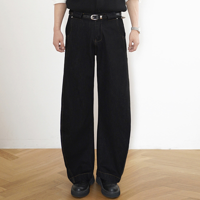 SHIJOIN黑色弯刀牛仔裤