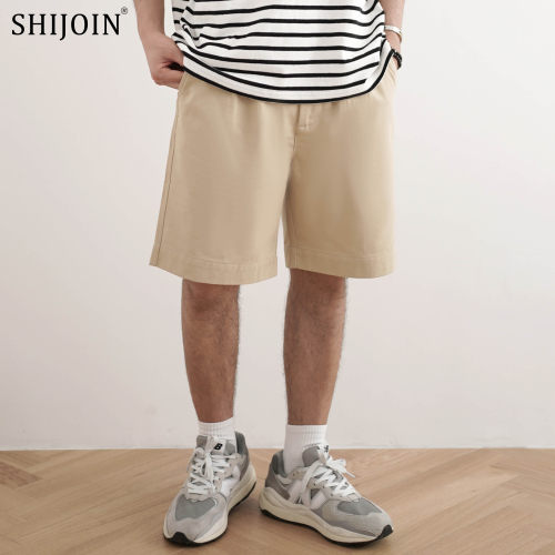 SHIJOIN卡其色百慕大短裤直筒