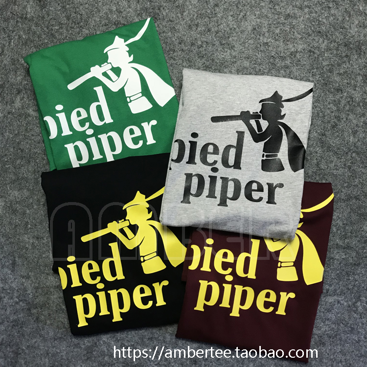 Silicon Valley硅谷纯棉t恤衫男女 美剧pied piper魔笛手短袖T恤