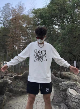 朋克摇滚猫咪ROCK不插电吉他soloT恤男女文艺小众潮纯棉打底长袖