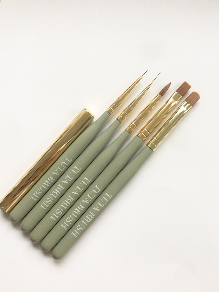 tuta涂她美甲笔刷套装圆头平头多功能笔线条笔甲油胶光疗笔整套