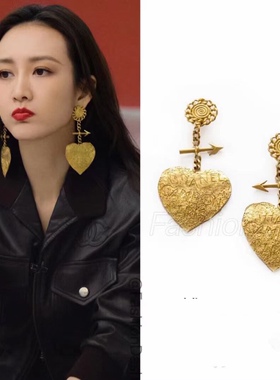 vintage一箭穿心系列浪姐王欧同款复古大版吊坠高品夸张耳钉耳环