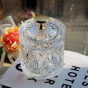 Glass 饰储物 City北欧简约金属把柄透明玻璃糖果罐巧克力罐家居装