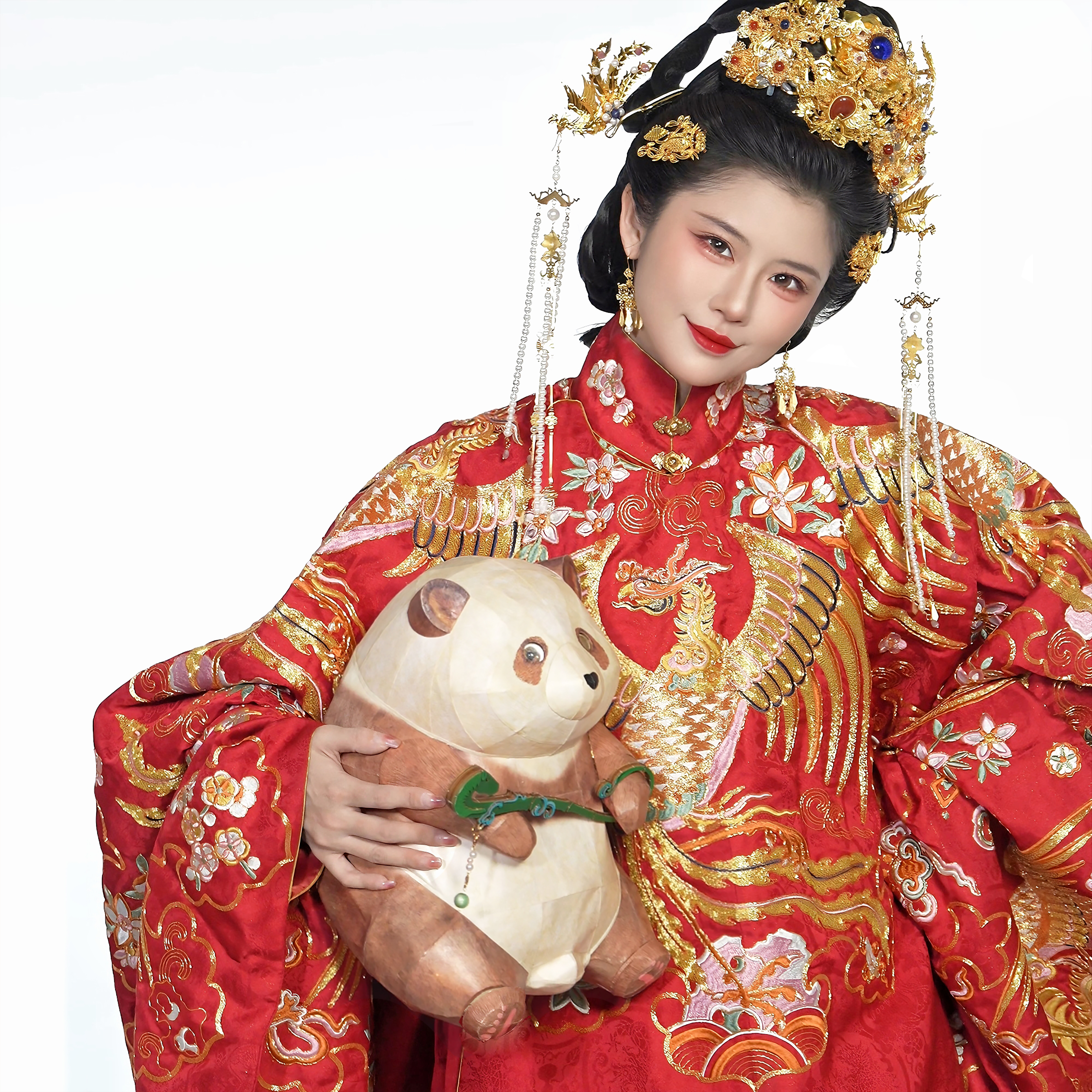 一念守仙榫卯木骨架熊猫花灯